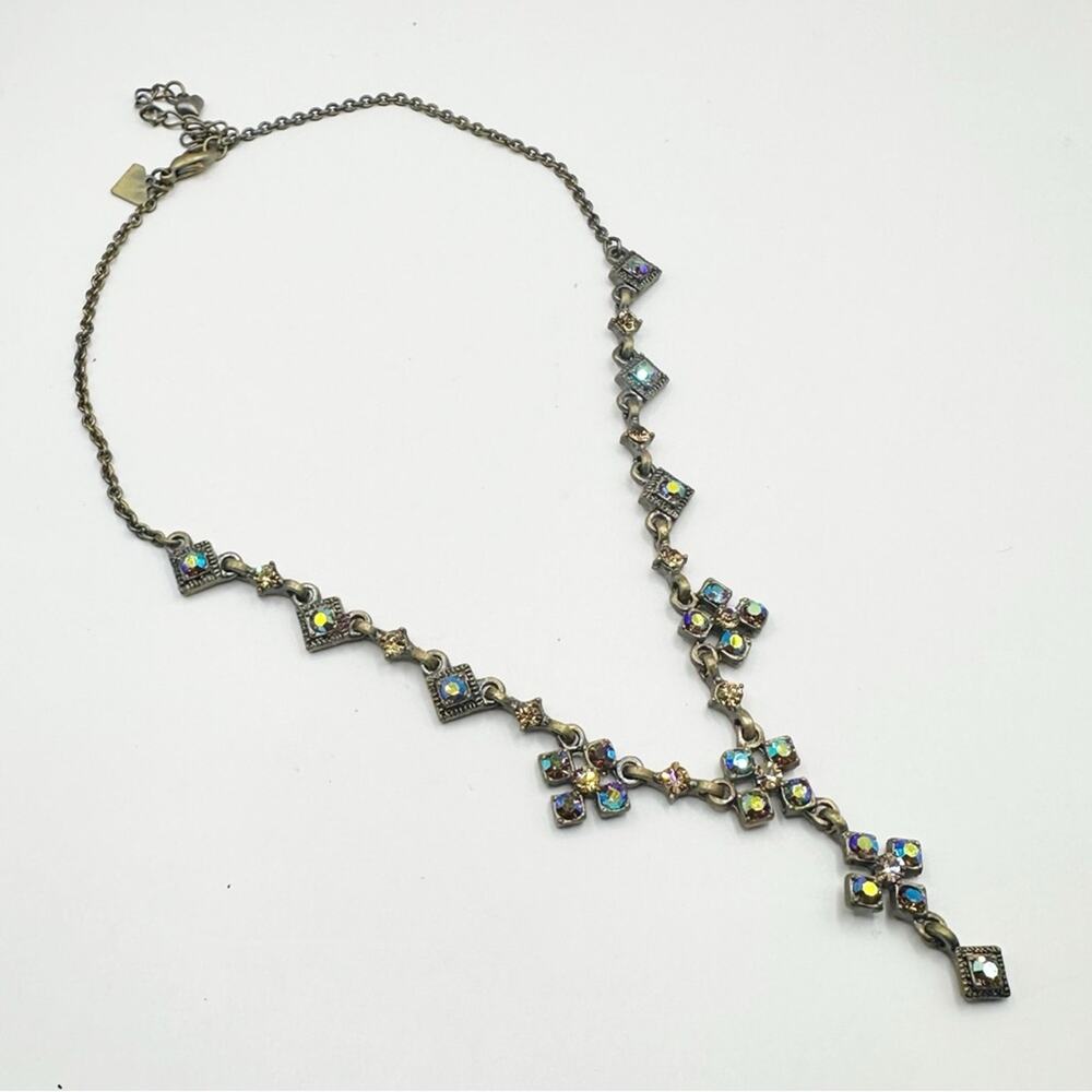 Cookie Lee Necklace Iridescent Stones Delicate Feminine Y Drop Jewelry Retrob